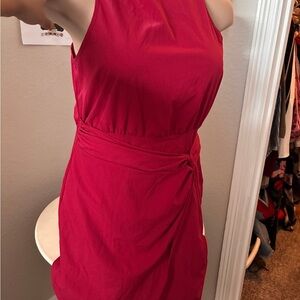 Sleeveless Red Tie-Waist Dress